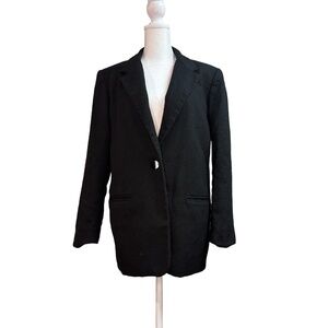 Vtg‎ Sag Harbor Womens 10 Jacket Black Blazer Wool Single Button Pockets Classic